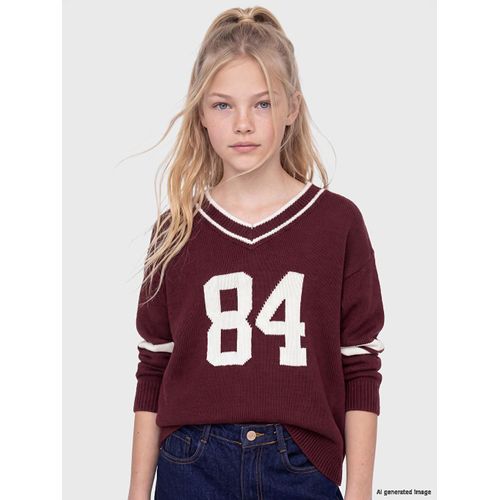Patterned Girl's Knitwear Sweater