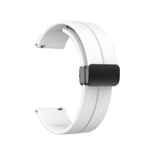 22mm Silicone Strap With Magnetic Folding Buckle For Smart Watch Amazfit Bip 5 Unity -White