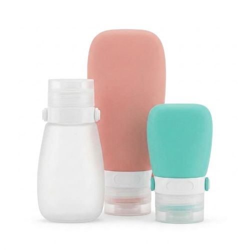 3 in 1 Silicone Travel Bottle Set: leak-proof design, perfect size for airports, and trendy colors to organize your essentials neatly and easily on all your next trips.