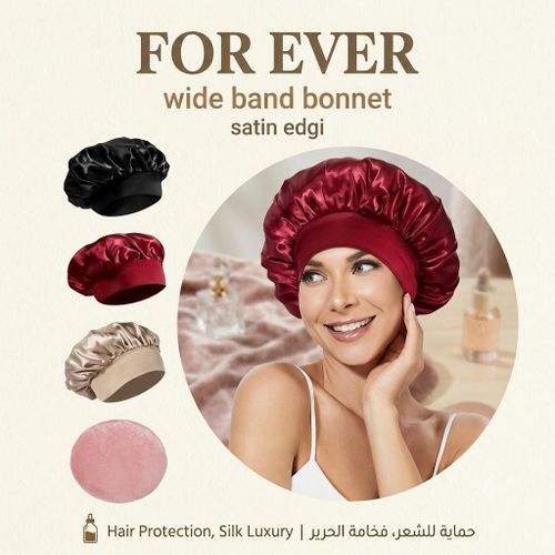 Satin Hair Protection Bonnet, Soft Silk Satin Night Cap with Wide Elastic, Adjustable Hair Cover for Sleeping - 1 Piece