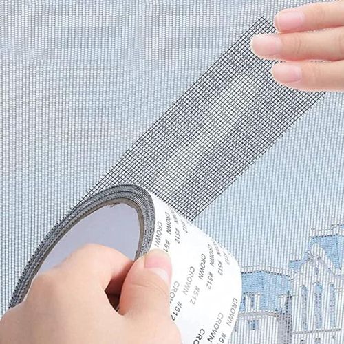 R&J Windows and Door Screen Net Repair, Window Insect Screen Adhesive Tape, Fiberglass Cloth Mesh Tape with Waterproof Strong Adhesive Seal ((4M))
