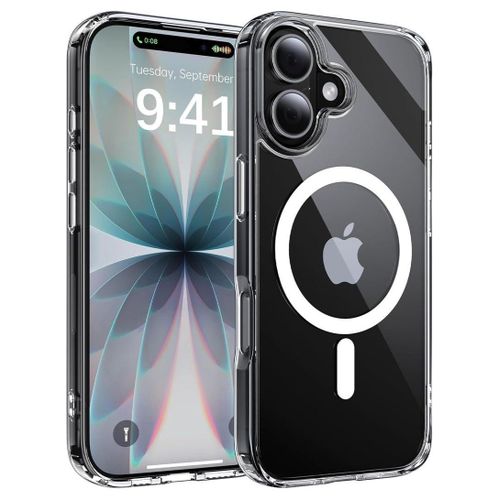 Magnetic anti-slip case with camera protection, semi-transparent shockproof screen protector for iPhone 17, crystal clear color