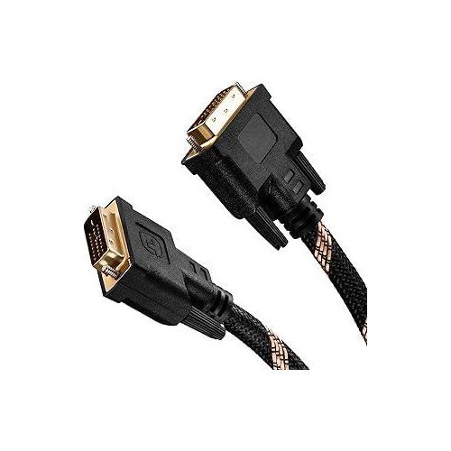 DVI Dual Link Cable 1M,Nylon Braided DVI-D 24+1 Dual Link Male to Male Digital Video Cable Gold Plated with Ferrite Core Support 2560x1600 for Gaming, DVD, Laptop, HDTV and Projector (3 Ft/1M)