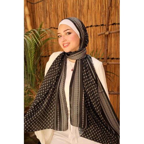 Elegant Patterned Satin Hijab Scarf - Casual Luxury Multicolor