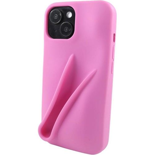 Soft-touch silicone mobile phone case for iPhone 15/14/13, simple matte design, shockproof and fingerprint-resistant cover (hot pink)