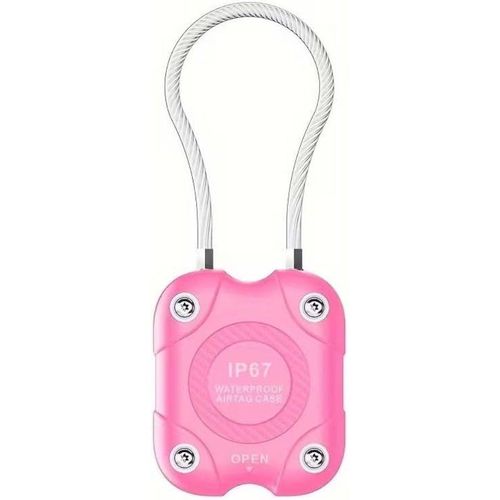 Ecosystem Waterproof Case for AirTags with Wire Cable, IP67 Secure Lock Keychain Holder, 360° Hard Protective Cover for Key Ring, Car, Luggage (Pink With Wire)