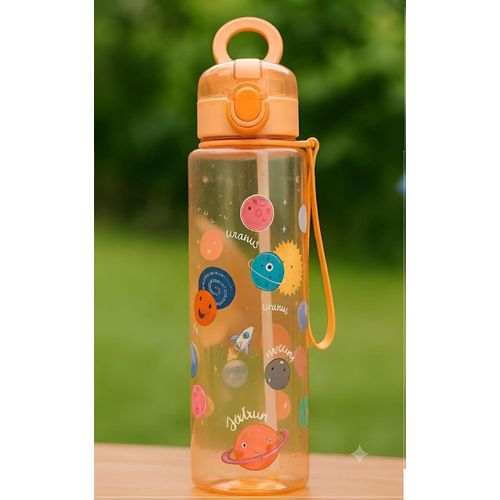 Attractive Space Planets Kids Water Bottle - Leakproof School Drinking Bottle with Straw and Carrying Strap, Perfect for Club, Trips and Daily Activities.