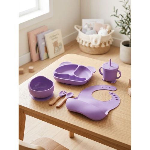 Silicone Baby Feeding Set 6 Pieces - 6-Piece Silicone Baby Feeding Set - Silicone Kids Feeding Set 6 Pieces