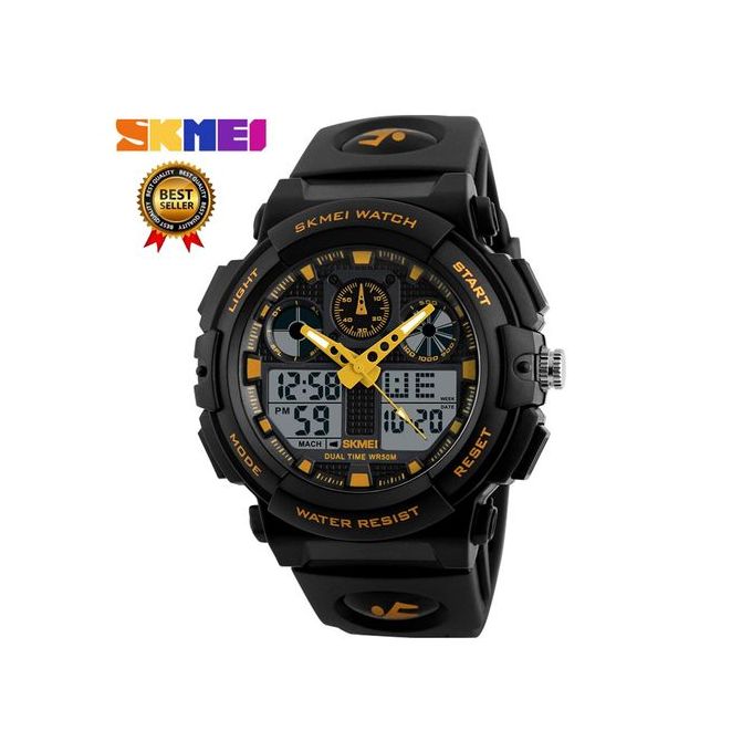 SKMEI Brand Mens Watches Men Black Dual Display Digital Quartz Wrist Watch Mens Sport Watches Men Waterproof Relogio Masculino 1270