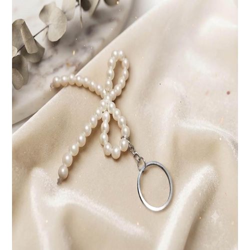 Elegant Pearl Bow Keychain / Pearl Ribbon Bag Charm