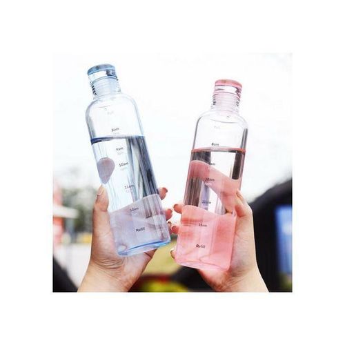 500ml Plastic Water Bottle with Creative Time Mark - 2pcs