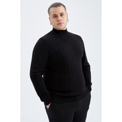 Man Half Turtle Neck Slim Fit Pullover - Black