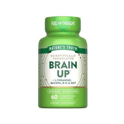 Brain Up with L-Theanine Bacopa B-12 and MCT 60 Liquid Max Softgels Focus and Memory Support Supplement
