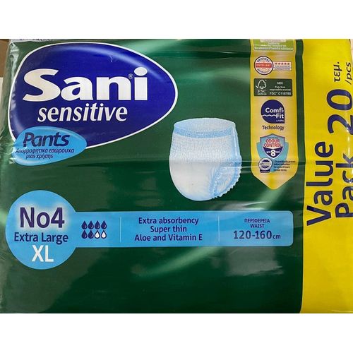 sani. Sensitive Adult Incontinence Pants Extra Absorbent Extra Large Size Pack of Twenty Pieces