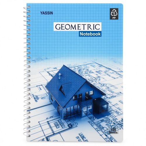 Geometric Notebook B5 – 100 Sheets, Grid Ruled, Spiral Bound, 17 × 25 cm, 60 GSM - No: 0879