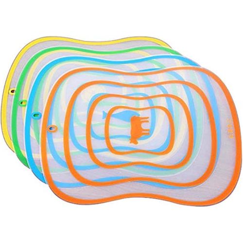 4 kitchen cutting boards, flexible and transparent, made of polypropylene. Cutting board classification.