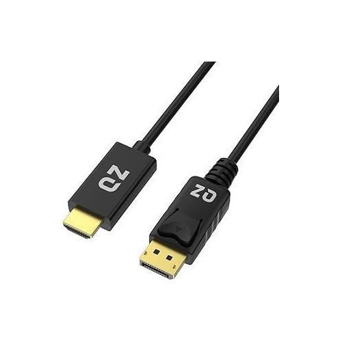 QZ Displayport to HDMI Cable, DP to HDMI Cable, Unidirectional, DisplayPort 1.4, HDMI2.0, 4K 60Hz, Black, 1.8 Meter