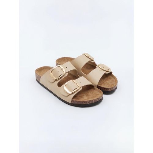 Womens Double Strap Buckle Sliders