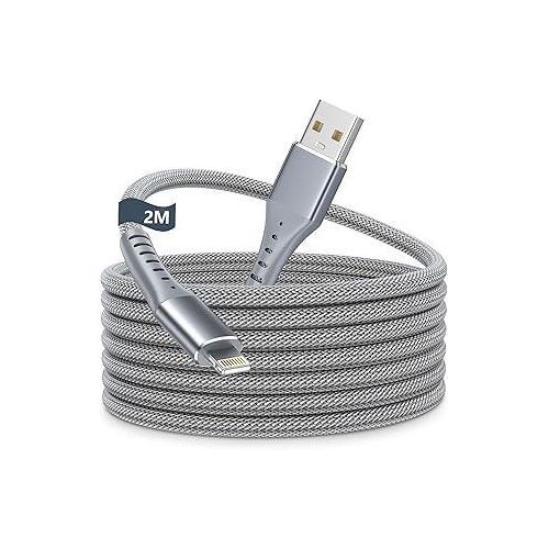 iPhone Charger Cable 2m Aioneus Lightning Cable MFi Certified Long iPhone Cable 2.4A Fast Charging Compatible with iPhone 15 14 13 12 11 Pro Max Mini XS XR X 8 7 Plus 6s