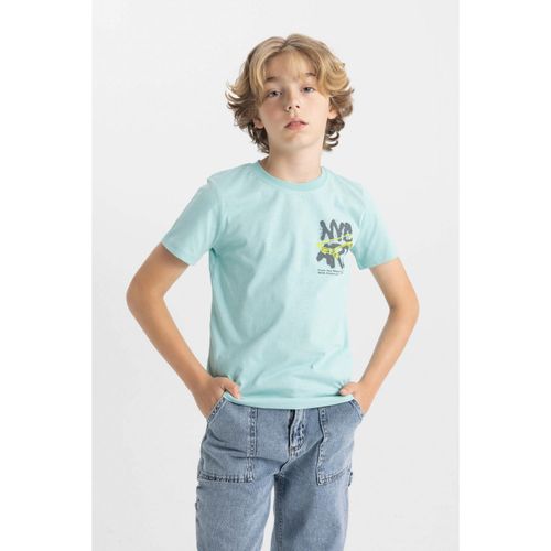 Knitted Short Sleeve T-Shirt - Aqua