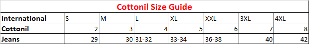 Cottonil Size Chart