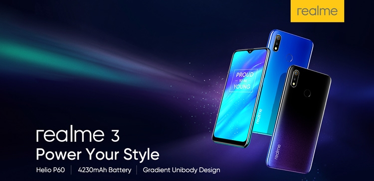 موبايل ريلمى Realme 3 - 6.22 بوصة 32 جيجا بايت ثنائي الشريحة 4G موبايل - أزرق