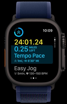 Custom workouts demonstrating how many miles left and the amount of time they've been running.