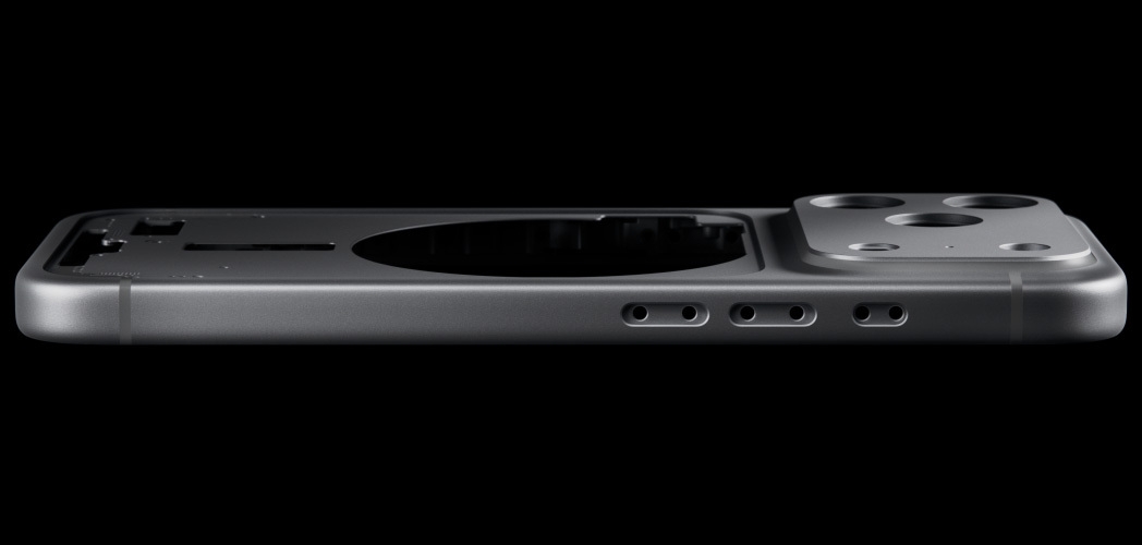 iPhone 17 Pro, back exterior, forged aluminum unibody enclosure