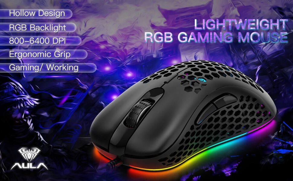 Lightweight Gaming Mouse Honeycomb Shell Design