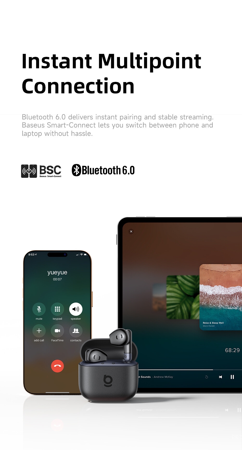 Baseus Bass BS2 Lite True Wireless Earbuds Bluetooth 6.0