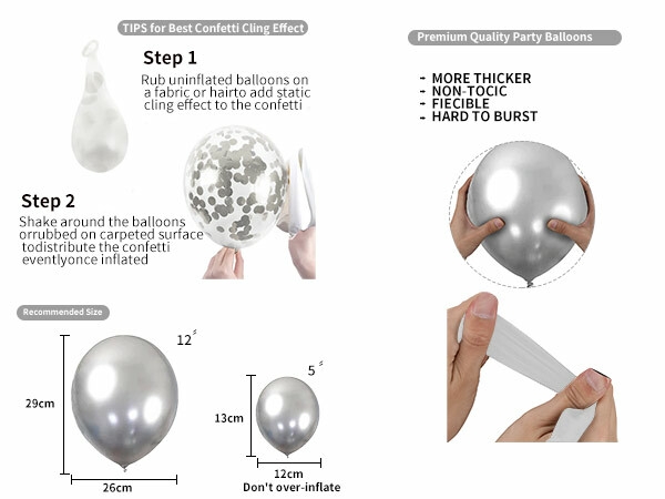 قوس بالونات باللونين الأبيض والفضي