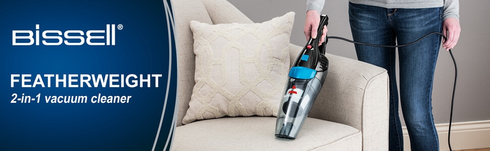 جهاز شفط الغبار 2 في 1 من بيزلين Featherweight 2024E 0.5 لتر 450 واط، أسود وأزرق