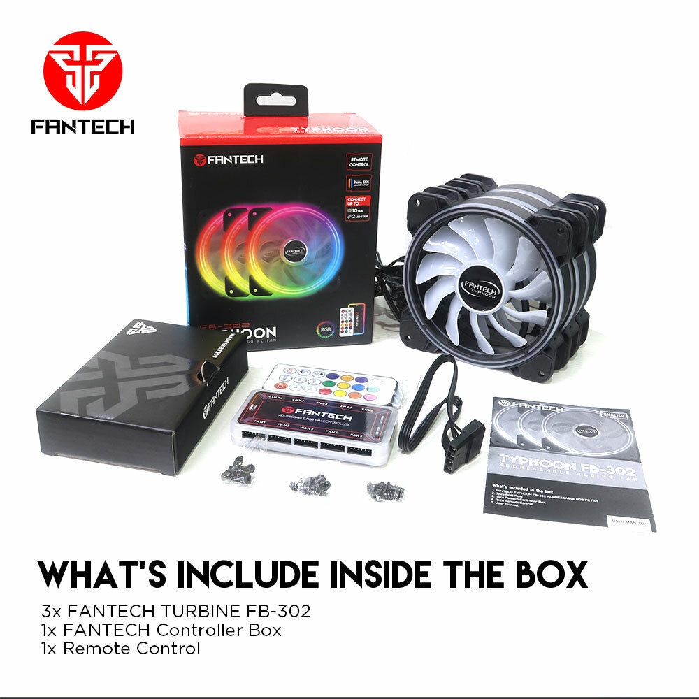 FANTECH FB302 TYPHOON ARGB CASE FAN (3 in 1 Kit) - HardwareMarket