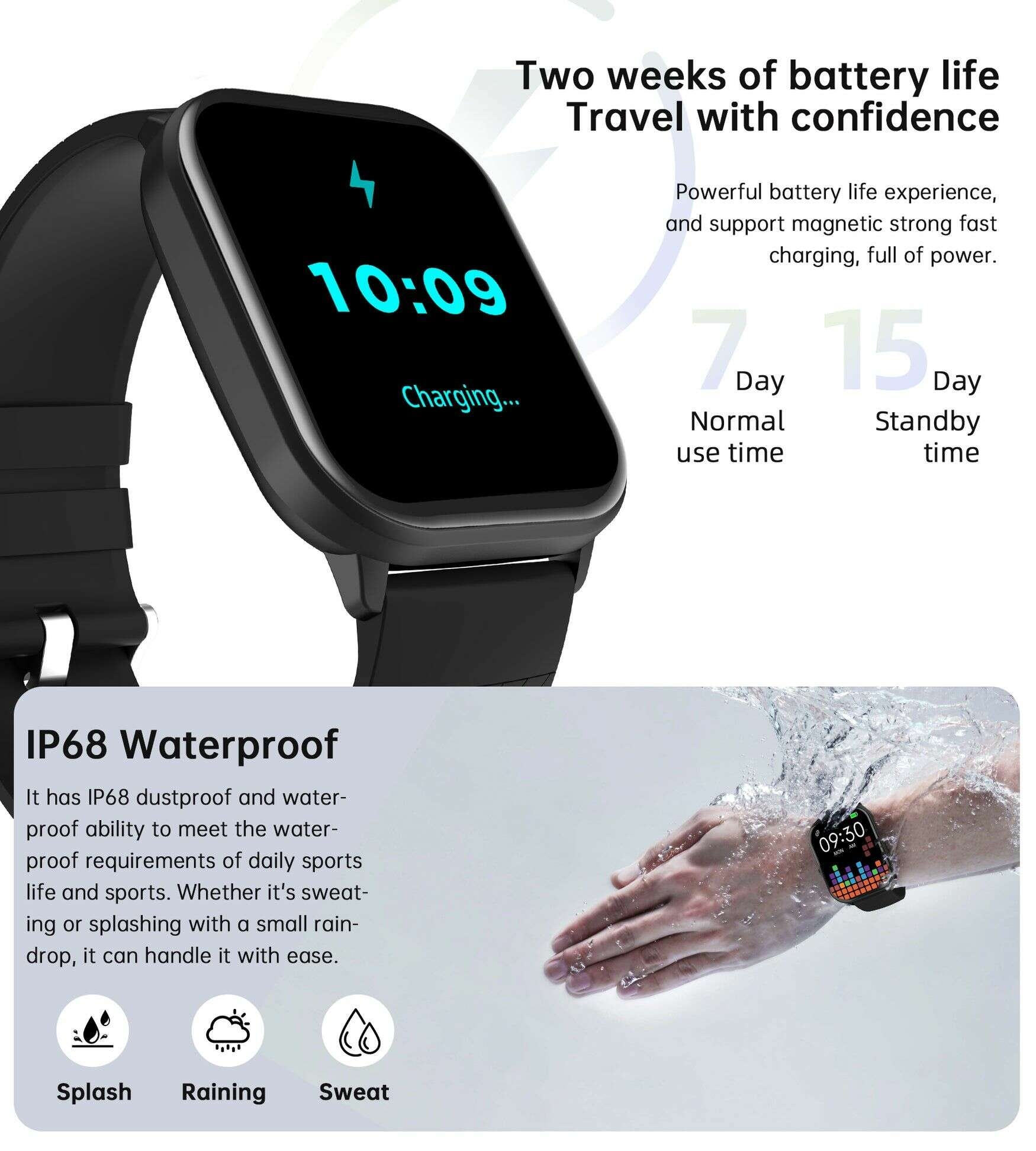 Choetech Smart watch T016 Black Display Size 2.01 inches