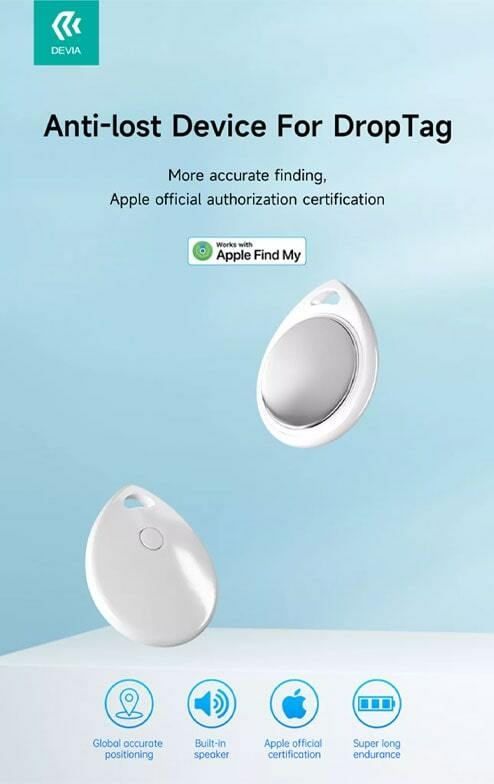 DEVIA Lite Tag Global positioning, One-click call, Apple certification, Long battery life, Multi-device universal, Life waterproof, ABS Material