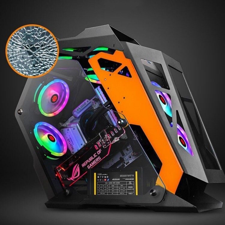 Computer Main Case Gaming Internet Cafe Computer Case, Colour: Little Coffee Black Orange - 10