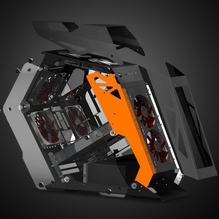 Computer Main Case Gaming Internet Cafe Computer Case, Colour: Little Coffee Black Orange - 7