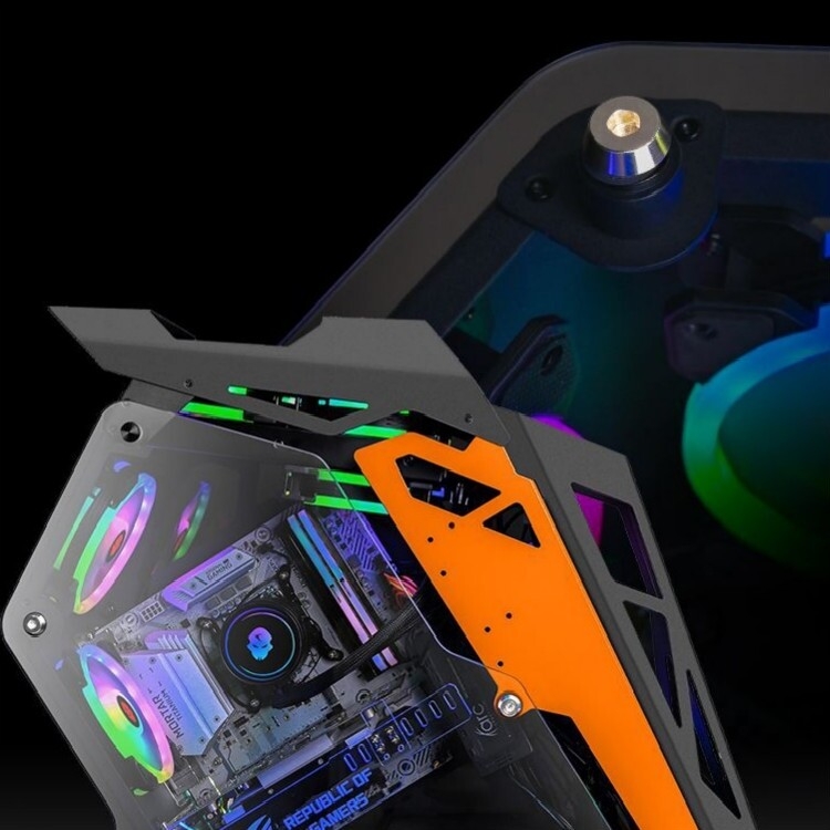 Computer Main Case Gaming Internet Cafe Computer Case, Colour: Little Coffee Black Orange - 8