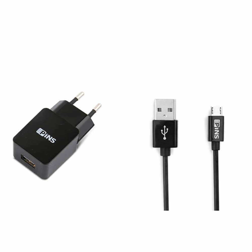 Pins Home charger Micro USB 1 A 1USB - Black