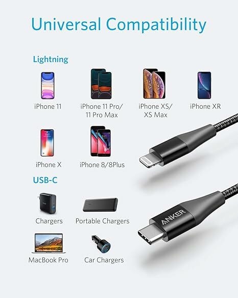 Anker A81A1 310 USB-C to Lightning Cable 60W (3ft/0.9m)