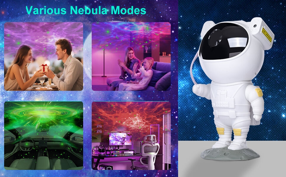 Star Projector Galaxy Night Light - Astronaut Starry Nebula Ceiling LED Lamp