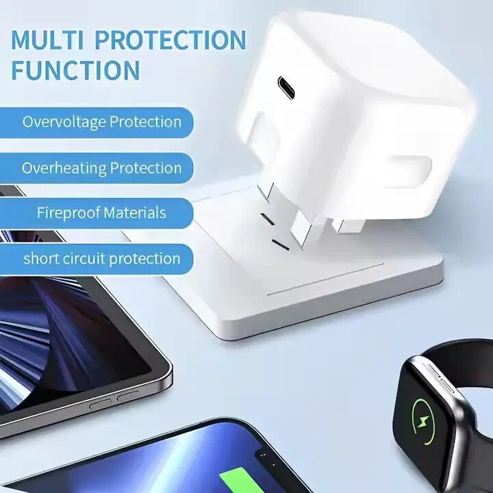 Cell Phone Wall Charger Uk Plug Collapsible Single Type C Charging Head Travel Adapter Pd 20w Wall Charger Fast Charger