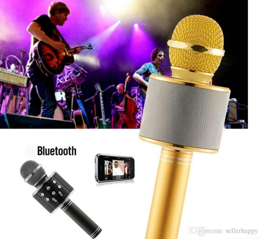 WS-858 Wireless Speaker Microphone Portable Karaoke Hifi Bluetooth Player for iphone 6 6s 7 ipad Samsung Tablets PC