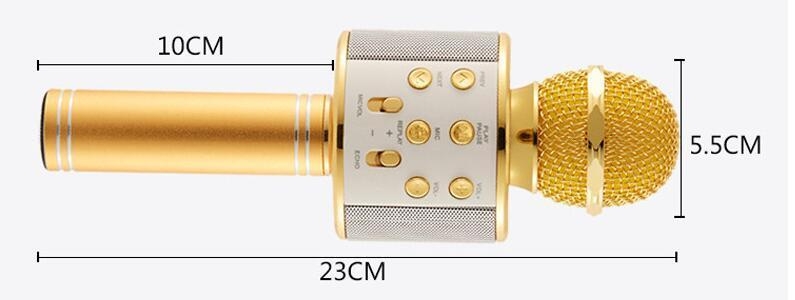 WS-858 Wireless Speaker Microphone Portable Karaoke Hifi Bluetooth Player for iphone 6 6s 7 ipad Samsung Tablets PC