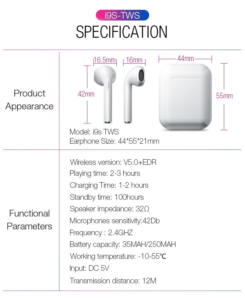 I9S I10 TWS Air Pods Wireless Headphones Bluetooth Earphones Mini Magnetic Charging Case For iPhone Android SmartPhone Headset   (8)