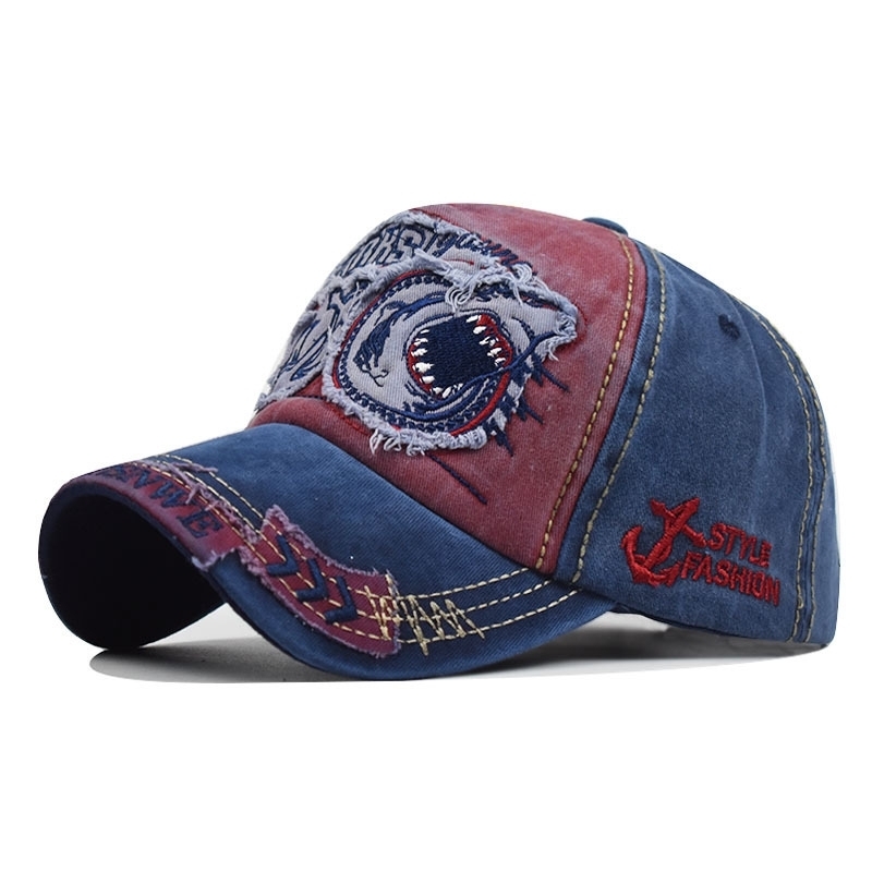 تسوق Animal Shark Embroidered Baseball Cap Rebound Hat Men's Retro Dad ...