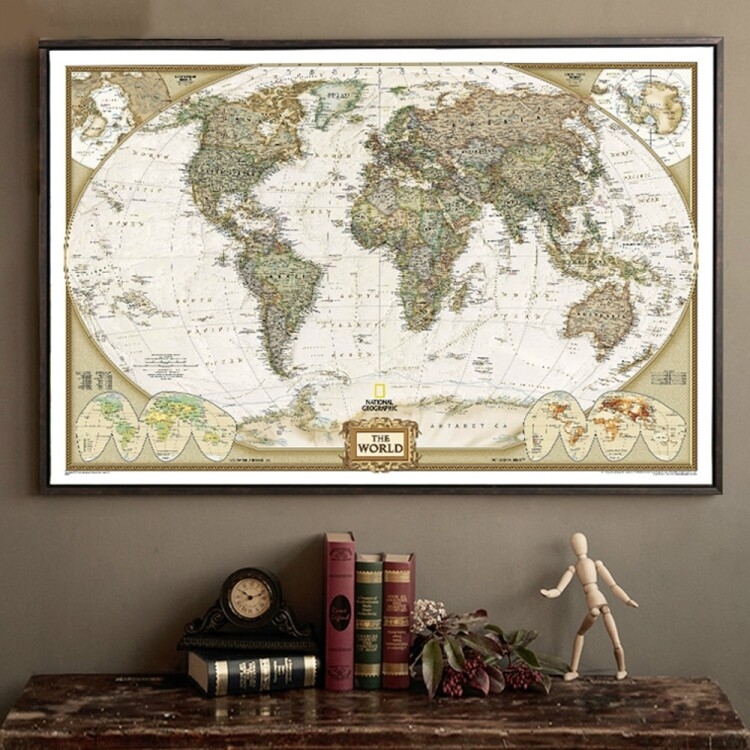 Antique Poster Wall Chart Retro Matte Kraft Paper World Map 20X30cm ...
