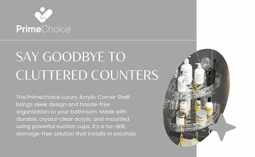 transparent bathroom shelf made of clear acrylic, stylish and durable shower storage