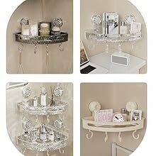 no-drill acrylic shelf with powerful suction cups for bathroom walls easy installation