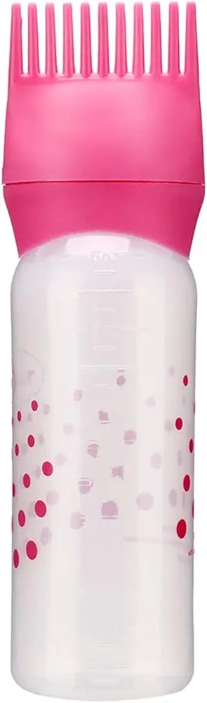 Serlium Hair Oil Applicator Bottle, 160ml Root Comb Applicator Bottle Lightweight Oil Bottle for Hair for Scalp Treatment Essential and Hair Coloring Dye (Rose red)